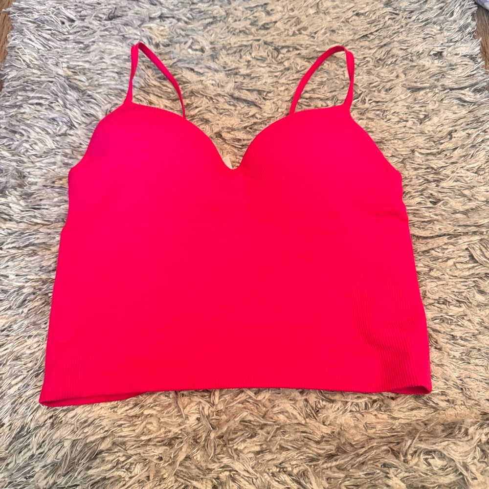 Padded spaghetti strap tank, hot pink and super comfy!